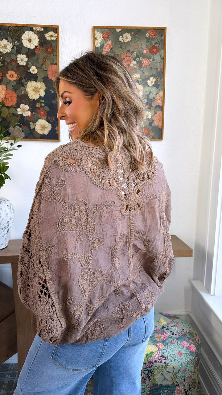 Driftwood Crochet Top, Powder Cocoa