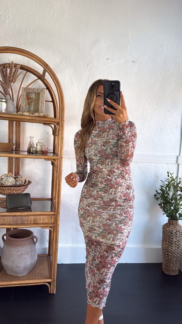 Garden Of Dusk Mesh Dress, Cream