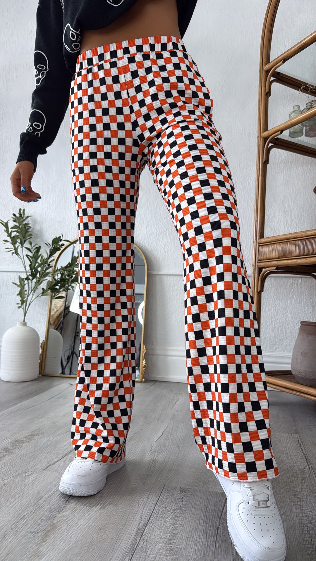 ECB Exclusive : Kickin' It Checkered Pant, Orange/Black