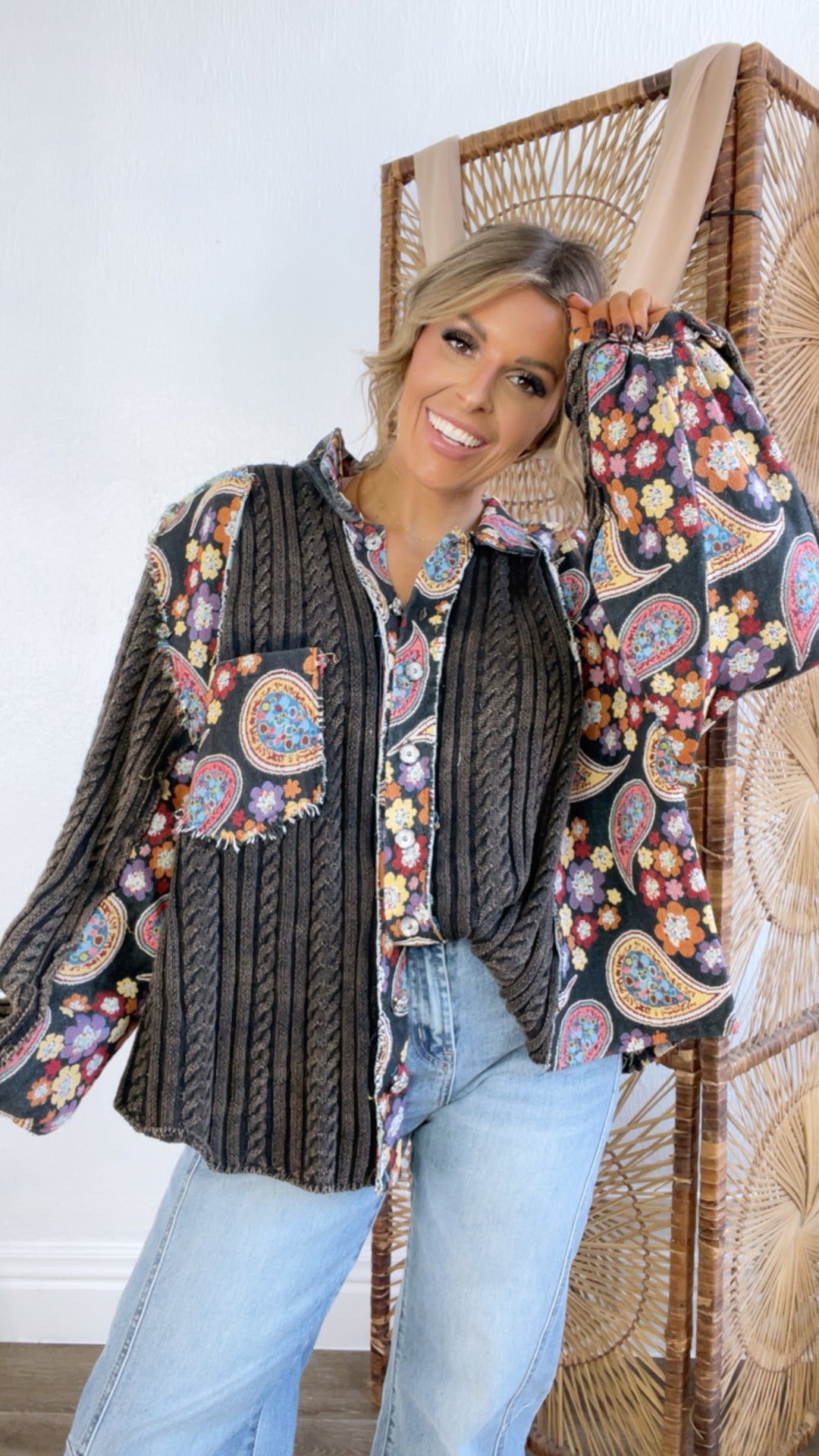 Celestial Paisley Cardigan, Black Multi