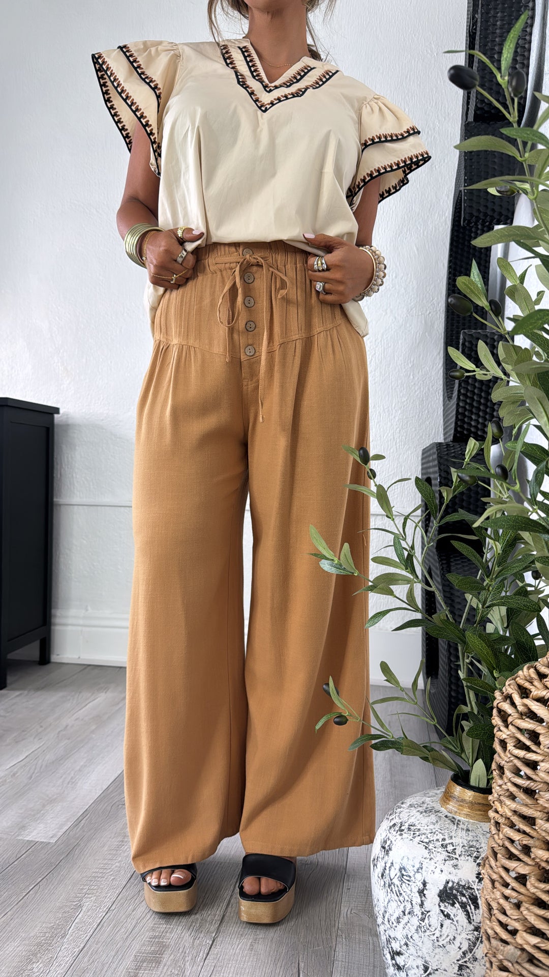 Wheatstone Wide Leg Pant, Camel
