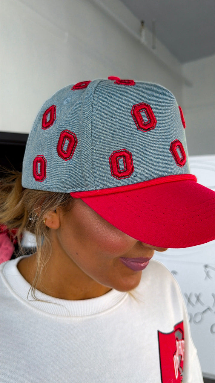 Block O Denim Cap, Medium Wash
