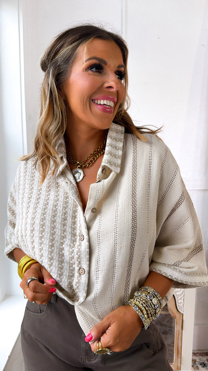Relaxed Button Up Top, Natural