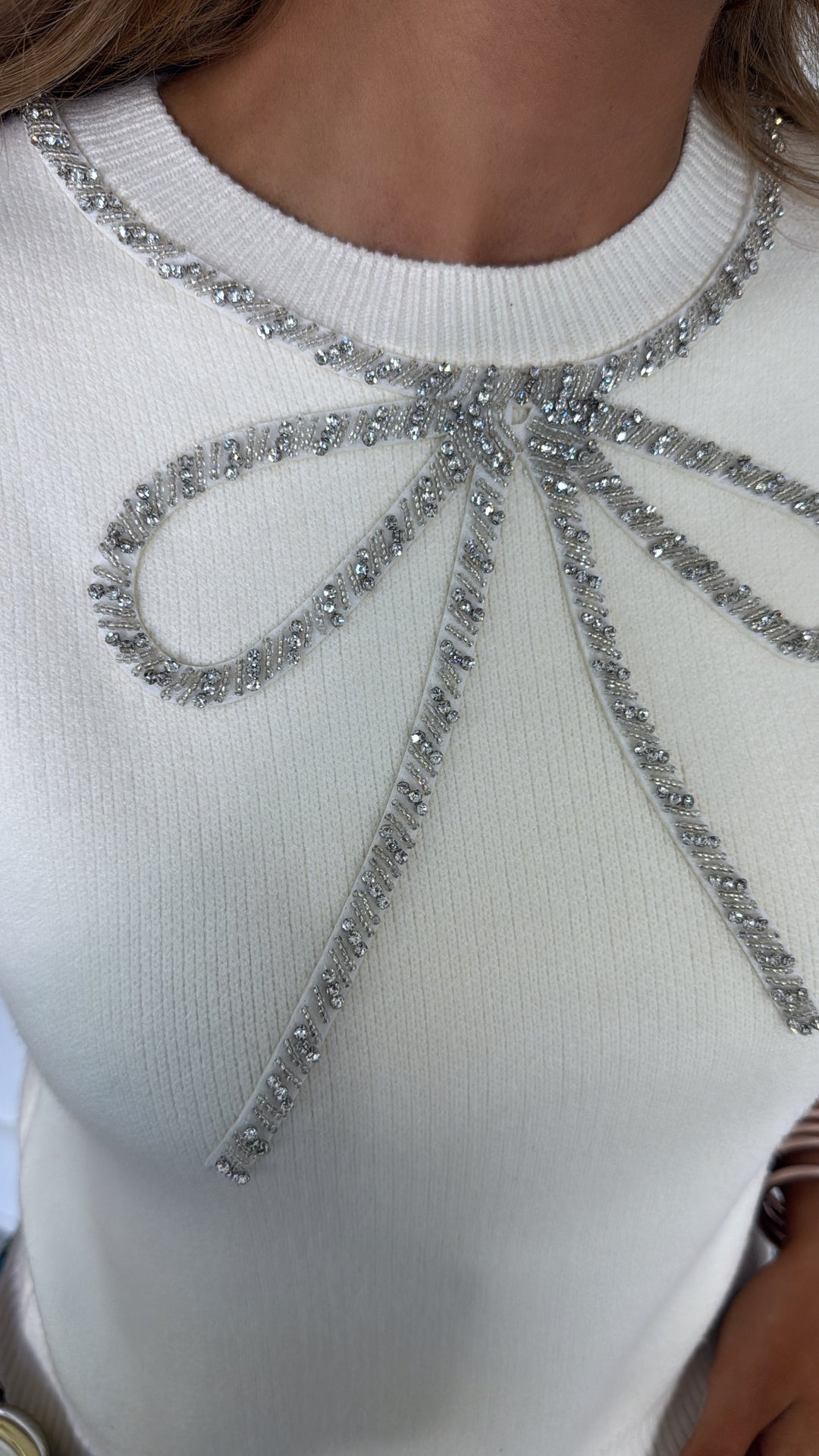 Sweet Holiday Bow Sweater, Cream