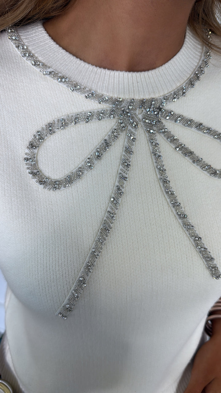 Sweet Holiday Bow Sweater, Cream