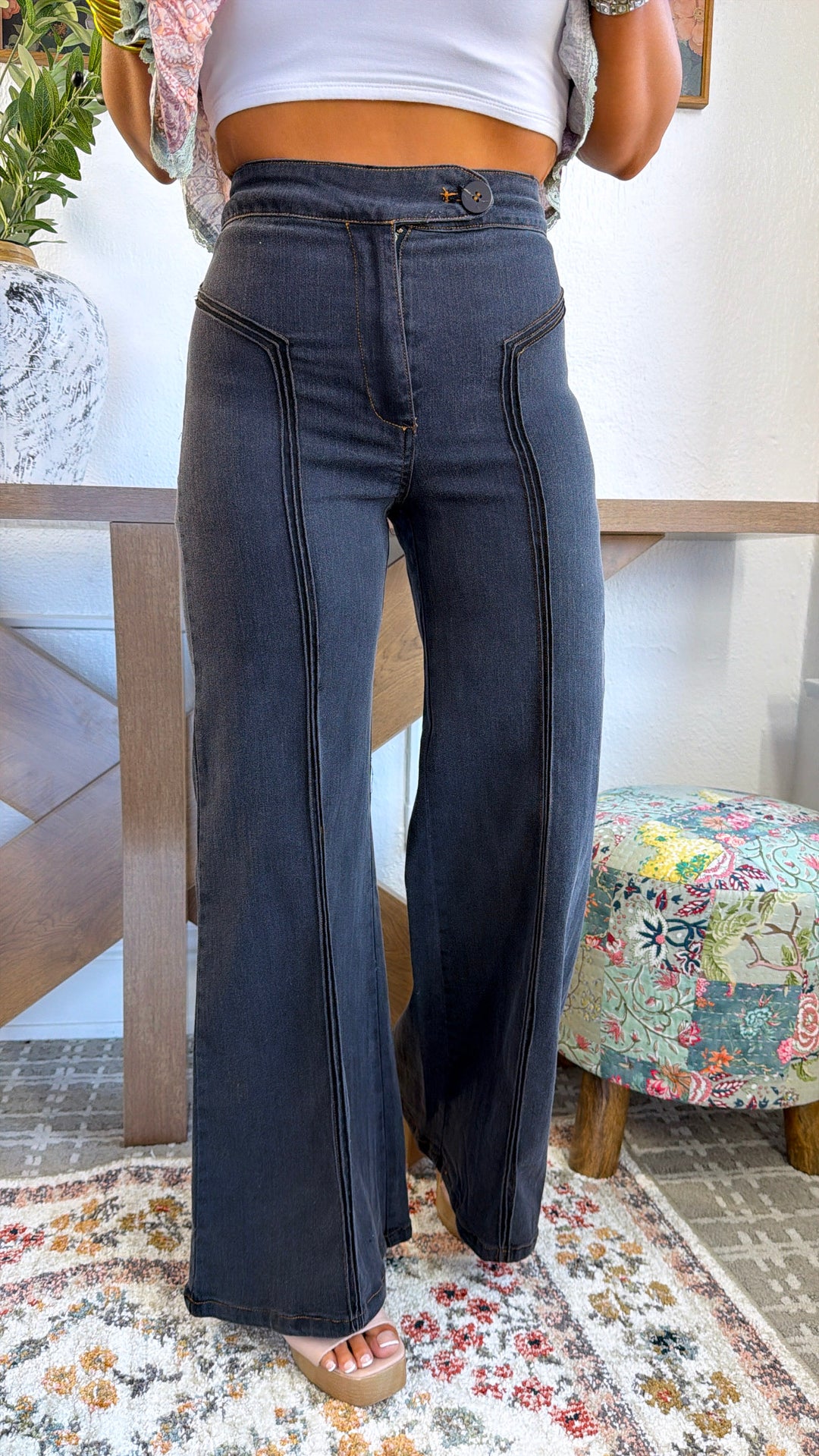 Dallas Wide Leg Denim,  Black