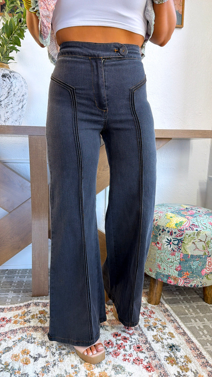 Dallas Wide Leg Denim,  Black