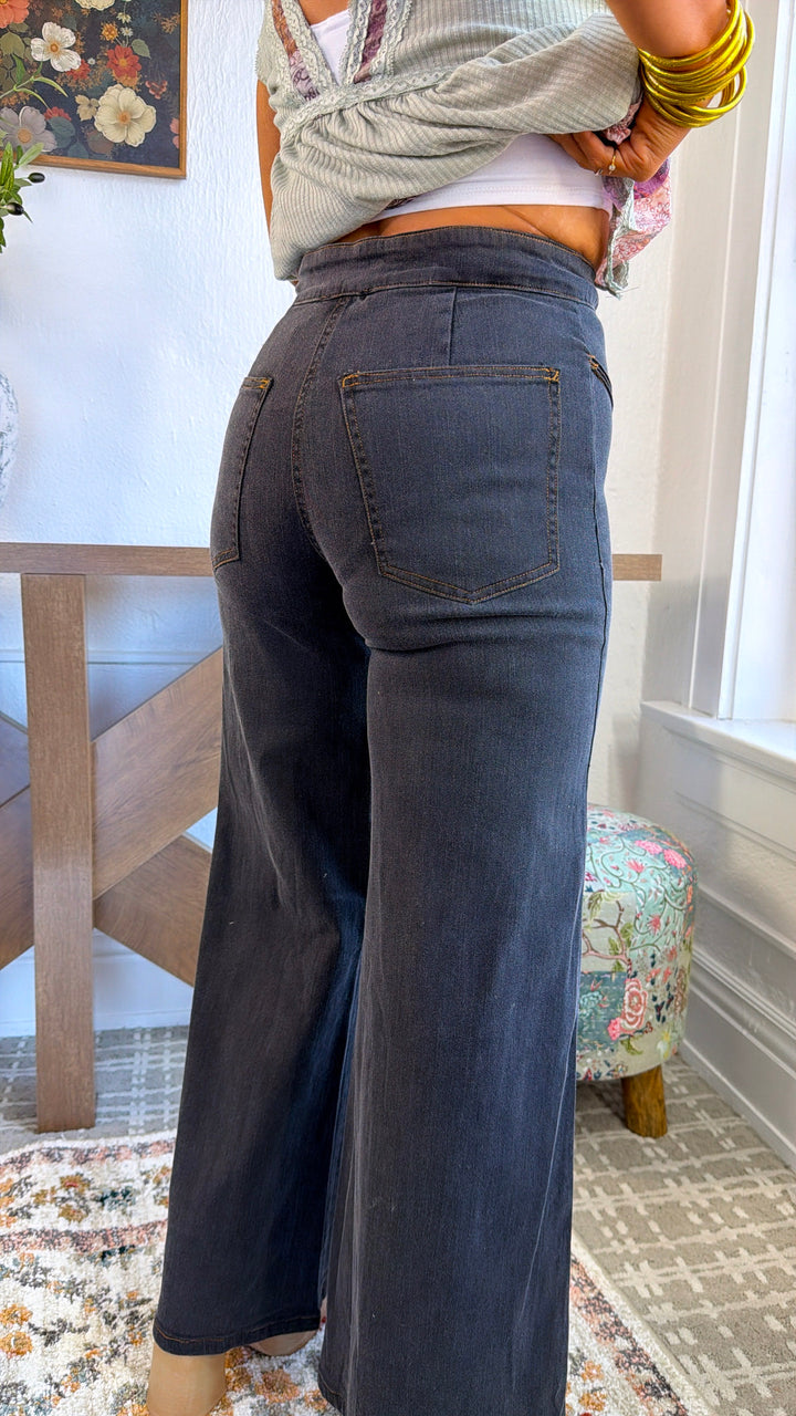 Dallas Wide Leg Denim,  Black