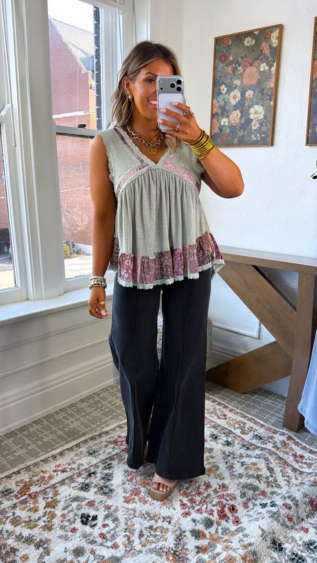 Sunset Sprout Tank, Powder Olive