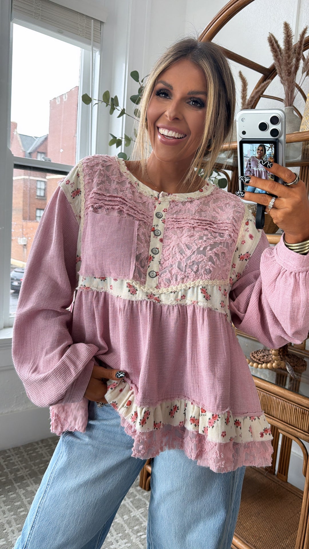 DOORBUSTER: POL Simple & Sweet Blouse, Dusty Pink