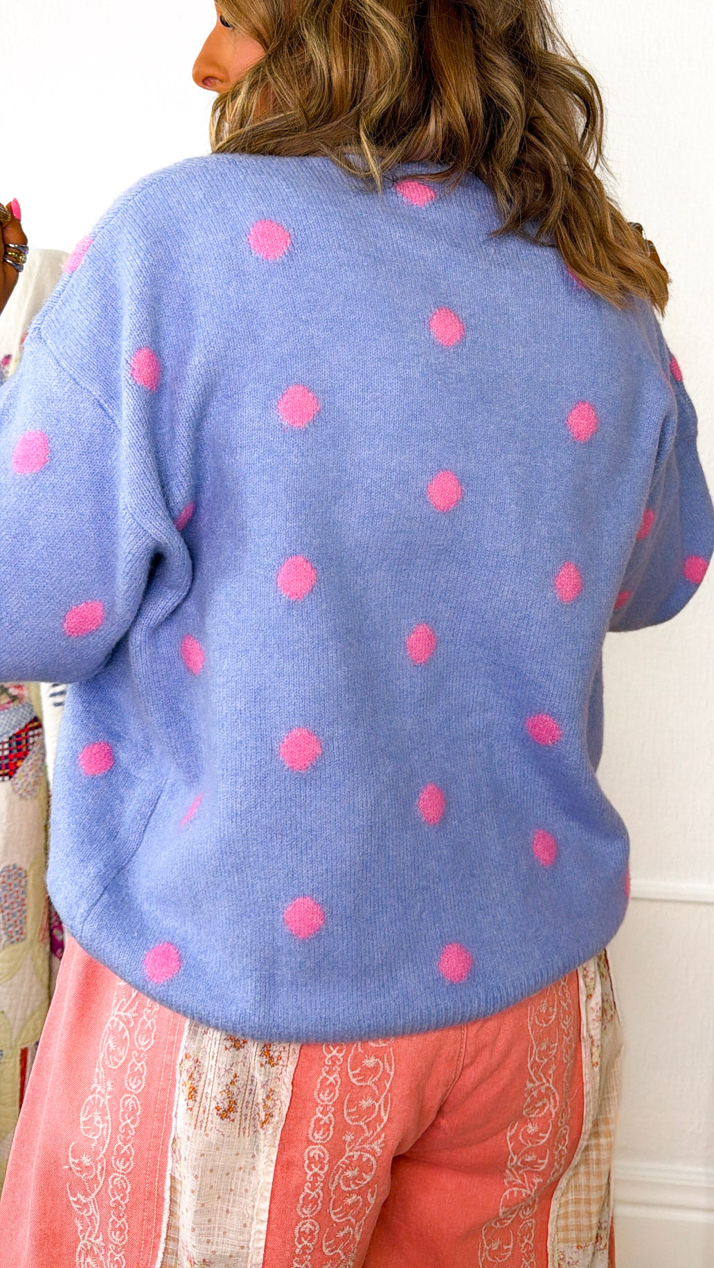 Sugar Dot Cardigan, Lt. Blue/Pink