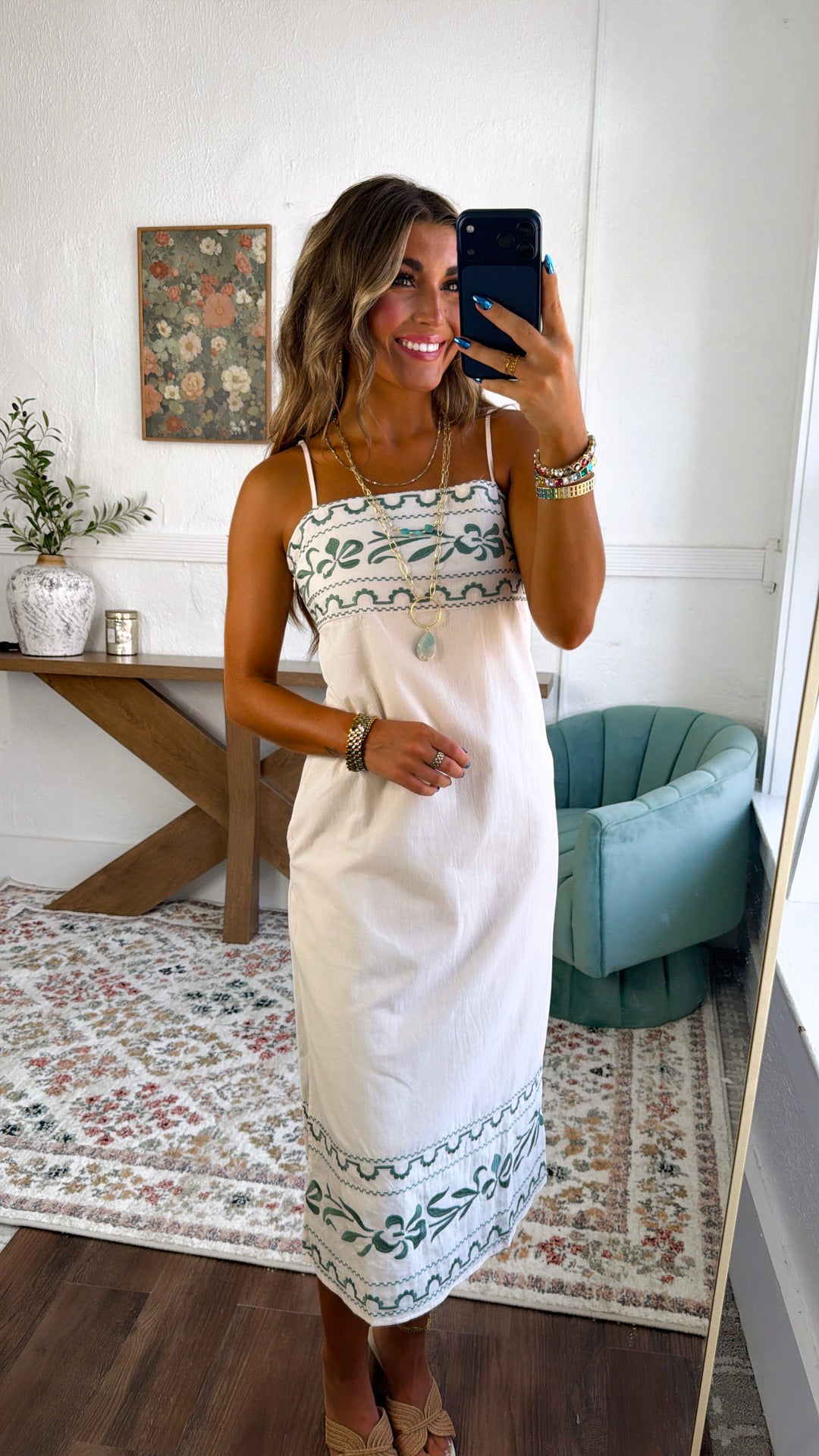 Coconut Current Midi Dress, Ecru