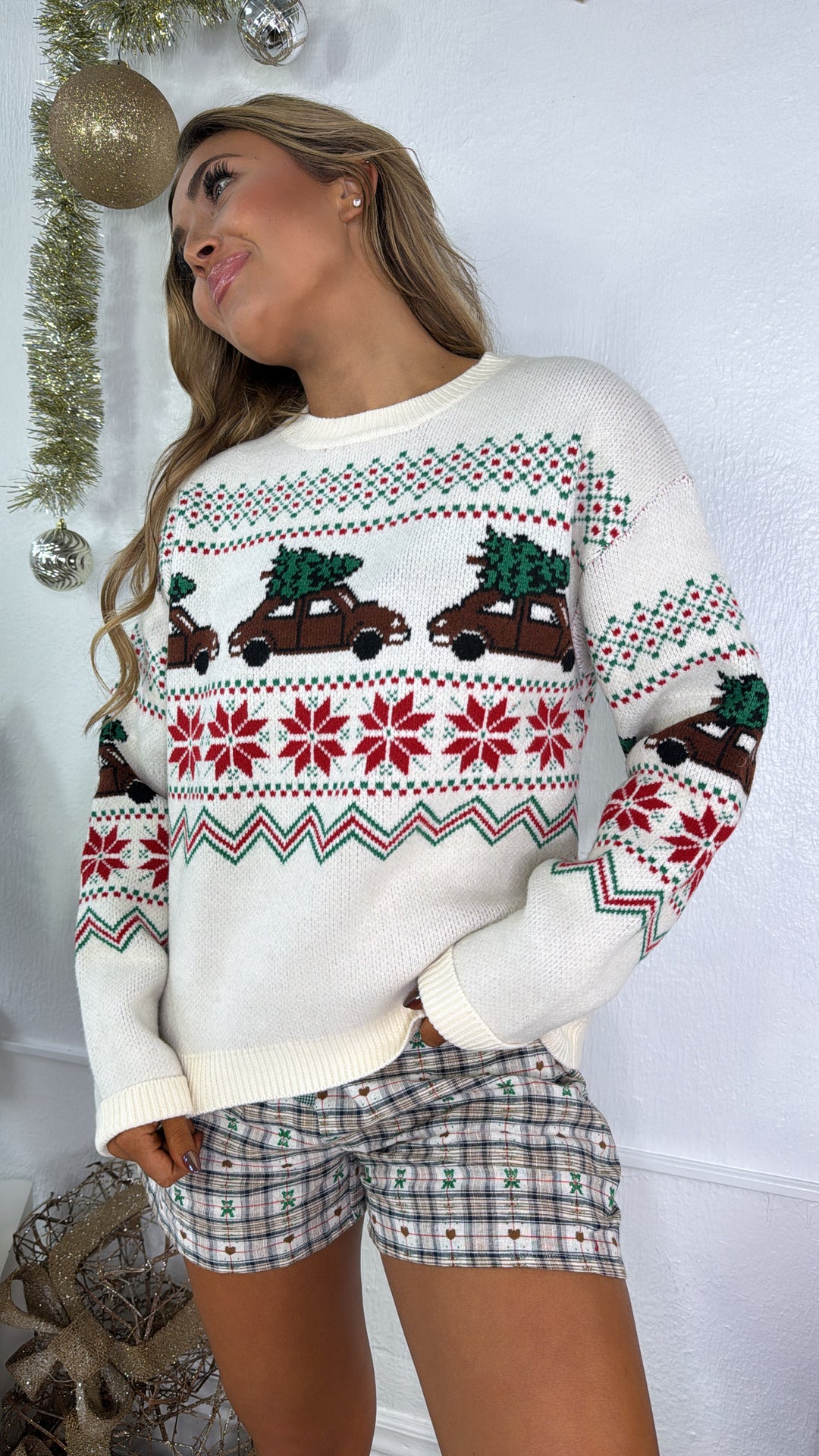 Christmas Tree Farm Sweater, Ivory/Combo