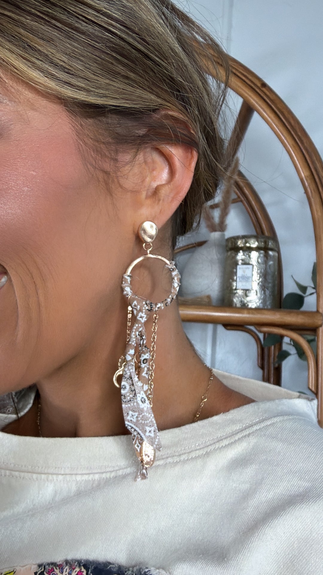 Charmed Scarf Earring, Brown