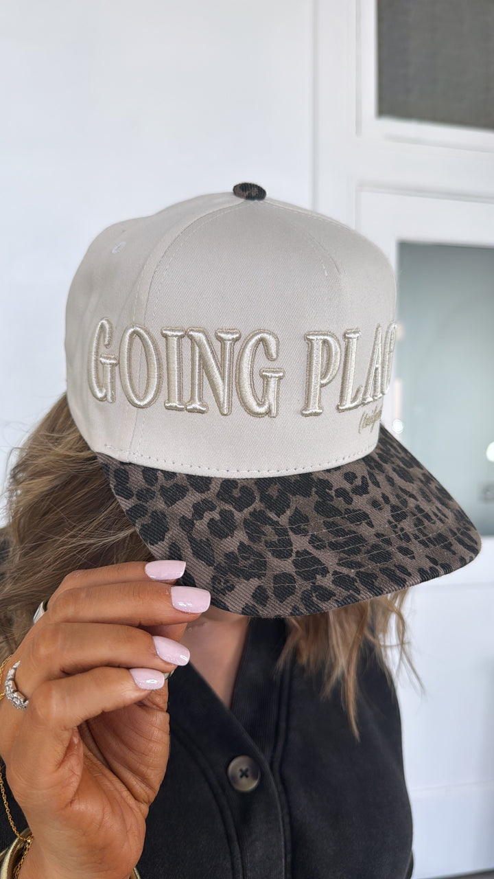 Going Places Trucker Hat, Leopard/Natural