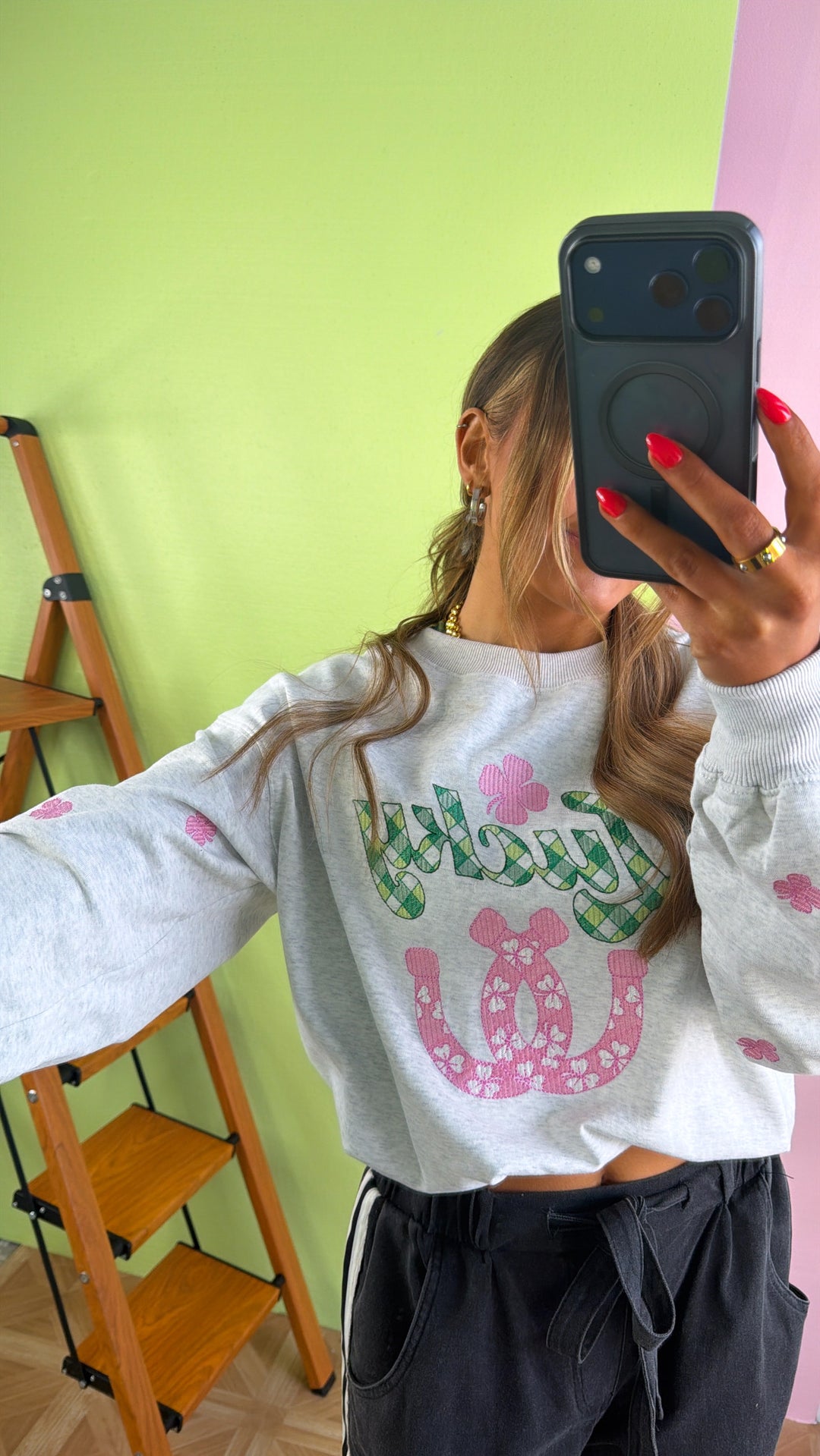 Clover Club Crewneck, H.Grey