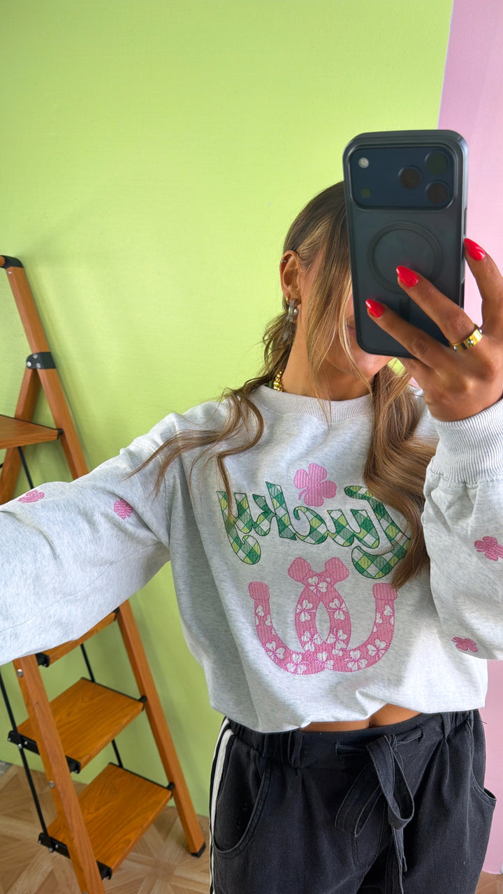 Clover Club Crewneck, H.Grey