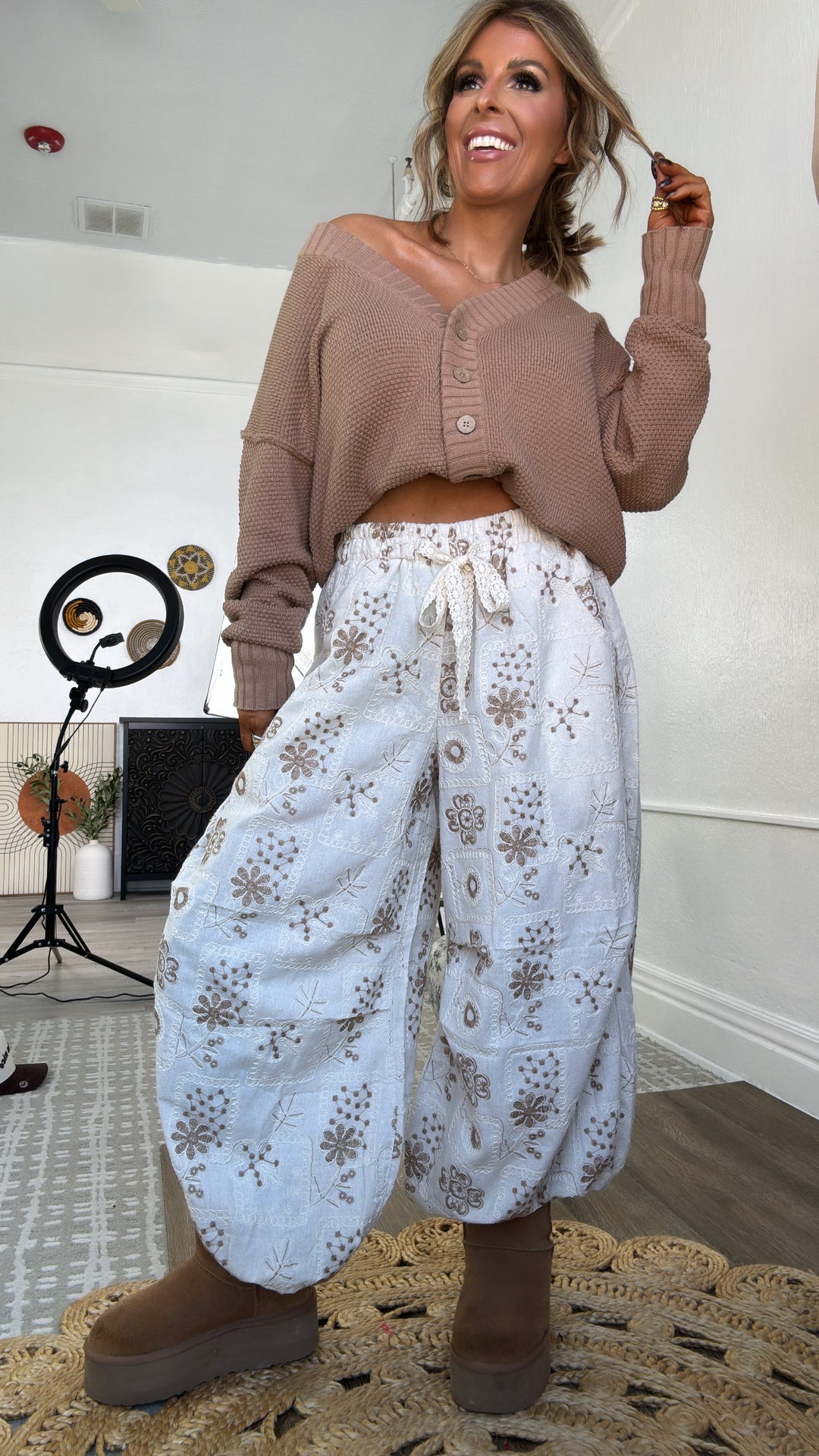 Mallow Knit Joggers, Natural