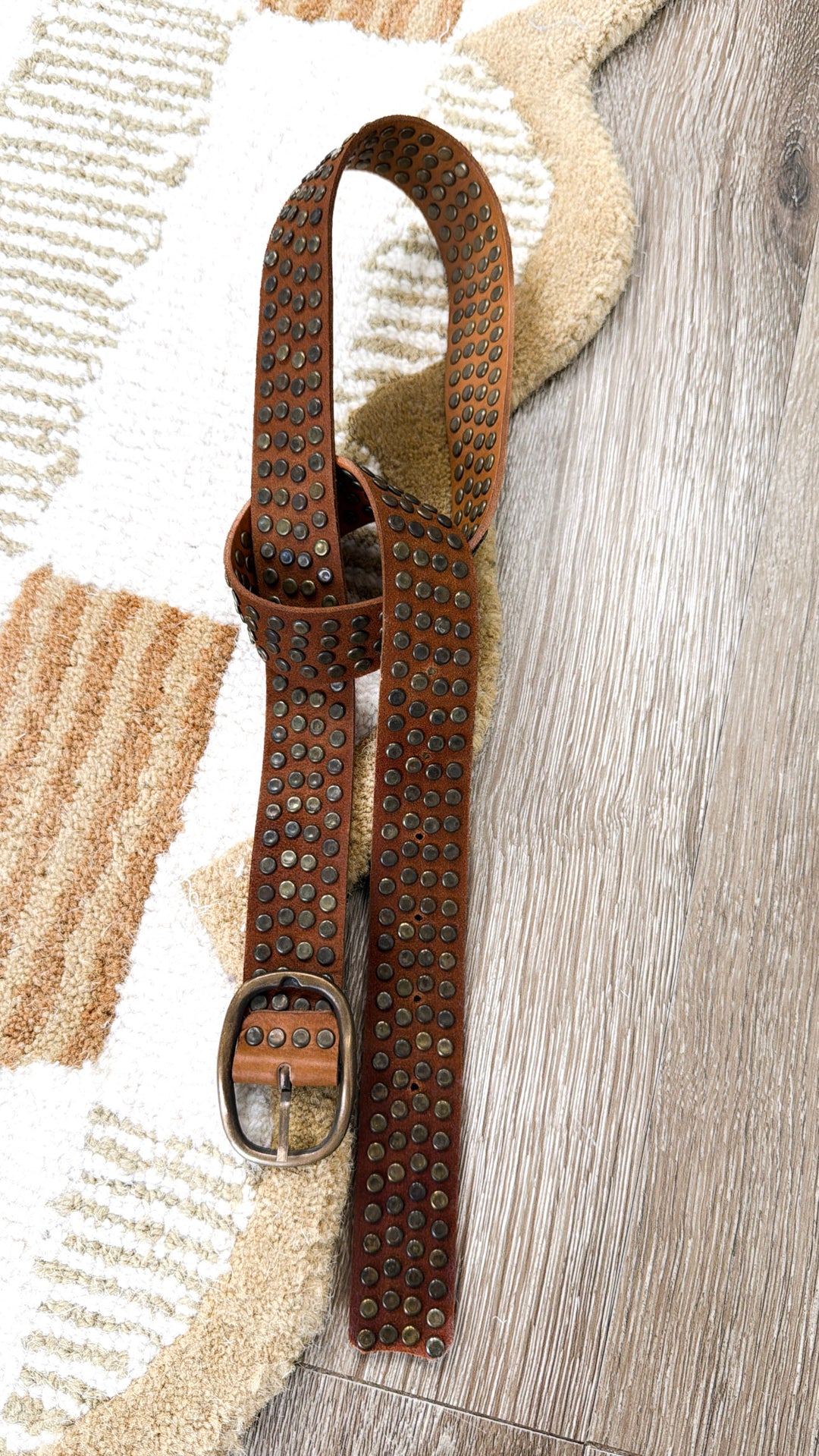 Studded Leather Belt, DK. Brown