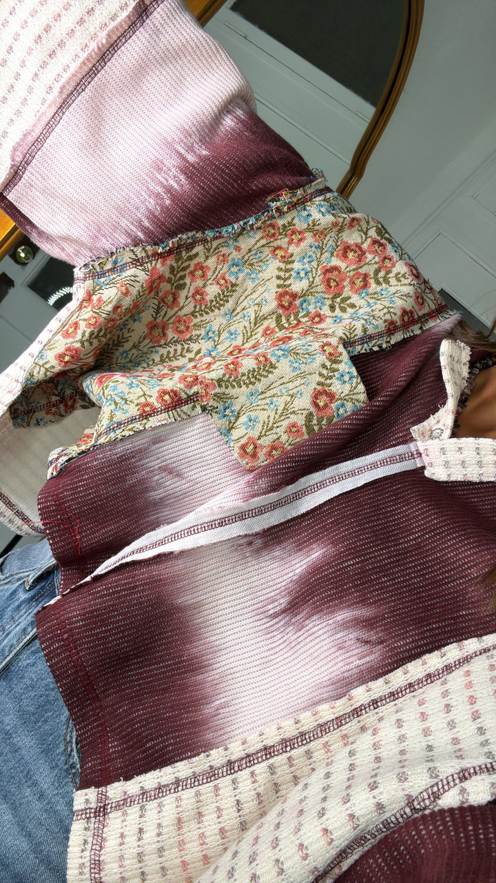 Wild Berry Floral Top, Cream/Burgundy