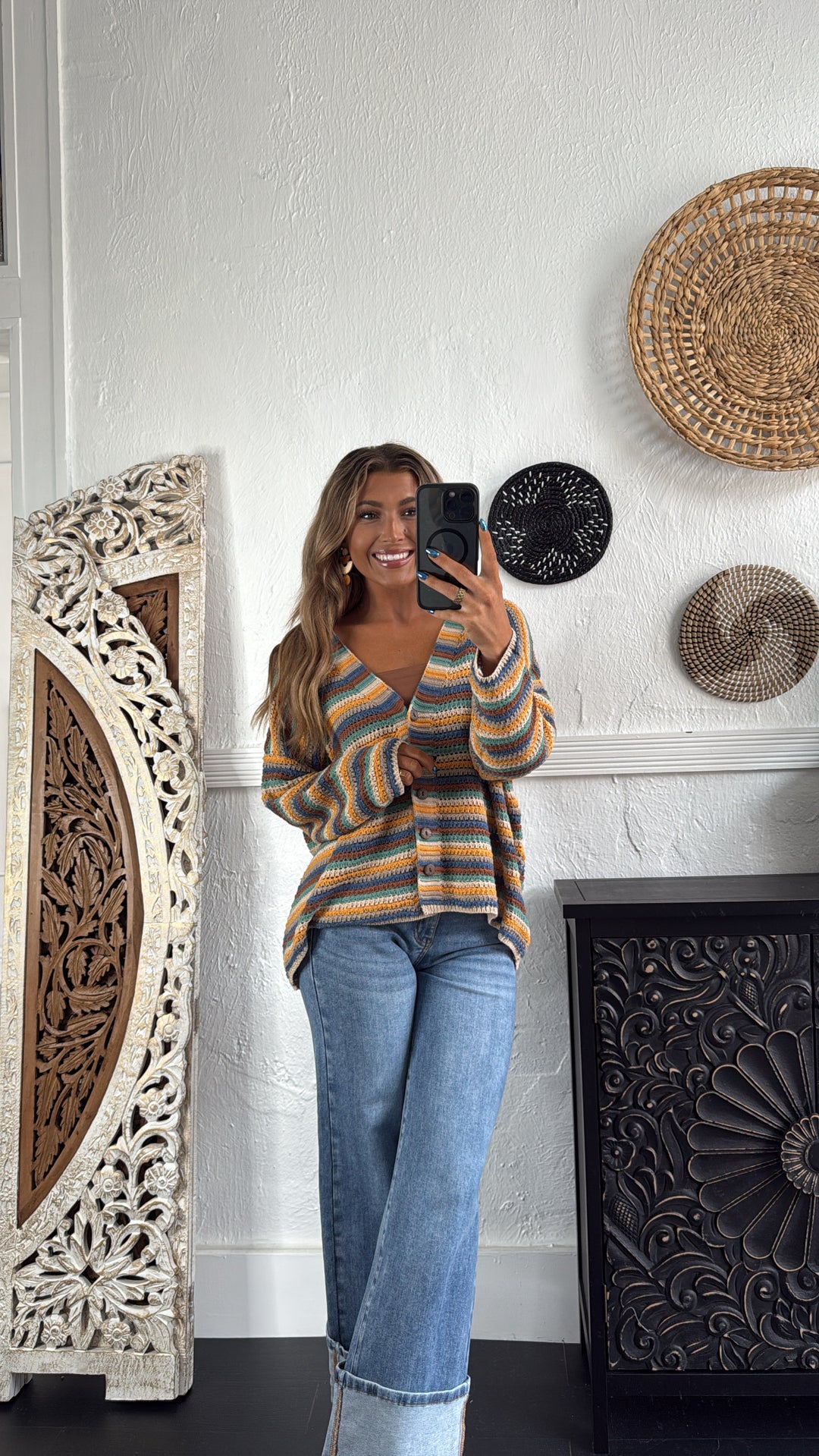 Homeroom Teacher Knit Cardigan, Yellow/ Multi