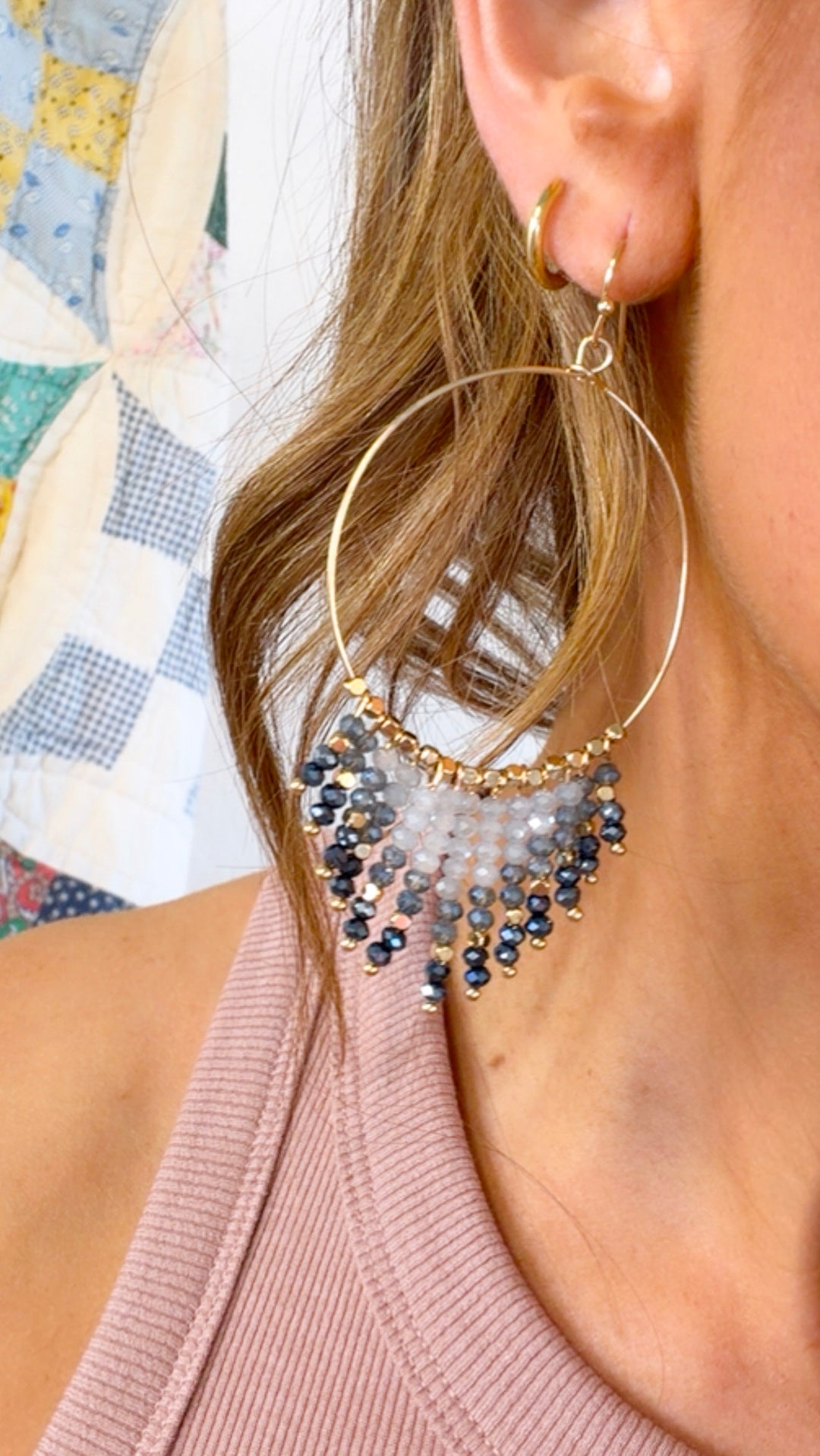 Shine Bright Dangle Earring, Navy