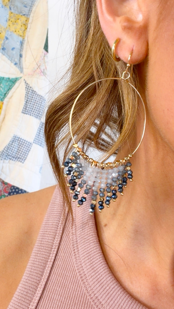 Shine Bright Dangle Earring, Navy