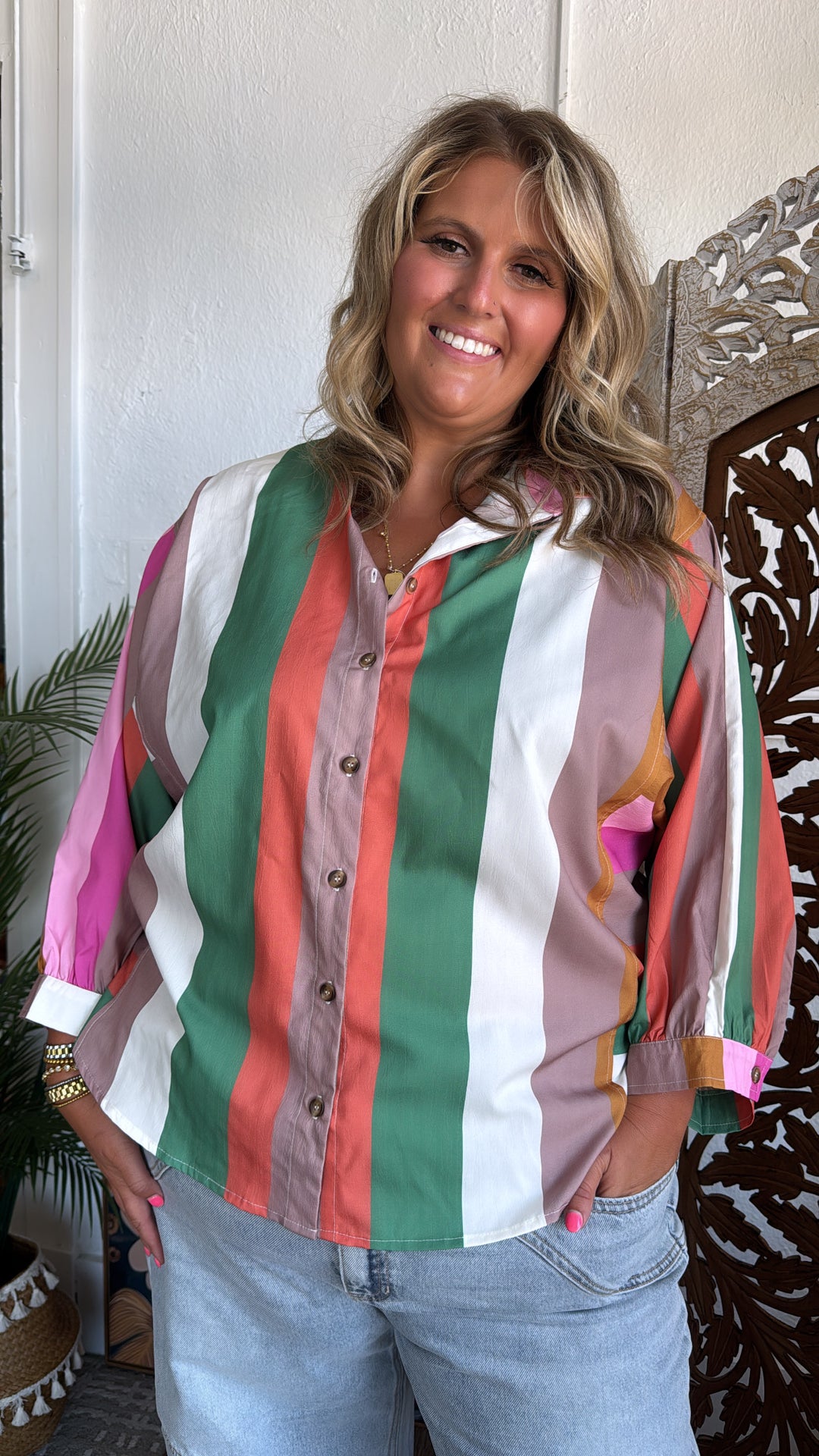 All Retro Multi Color Striped Top