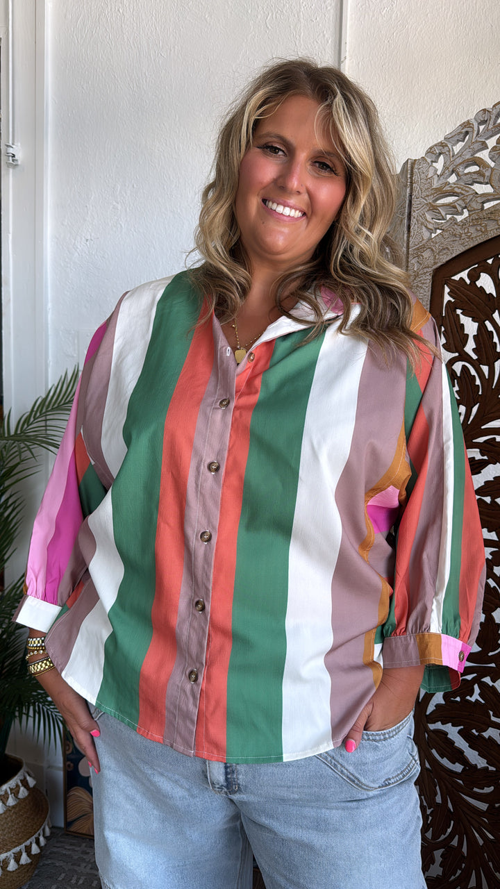 All Retro Multi Color Striped Top