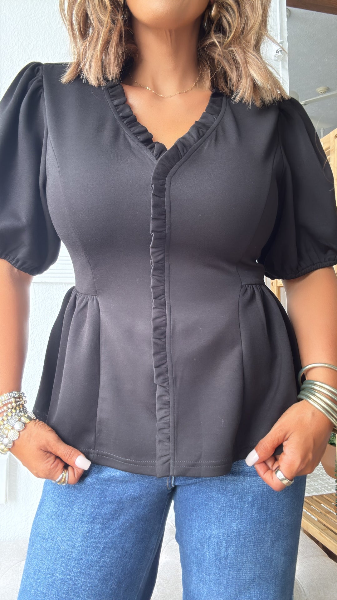Noir Elegance Top, Black