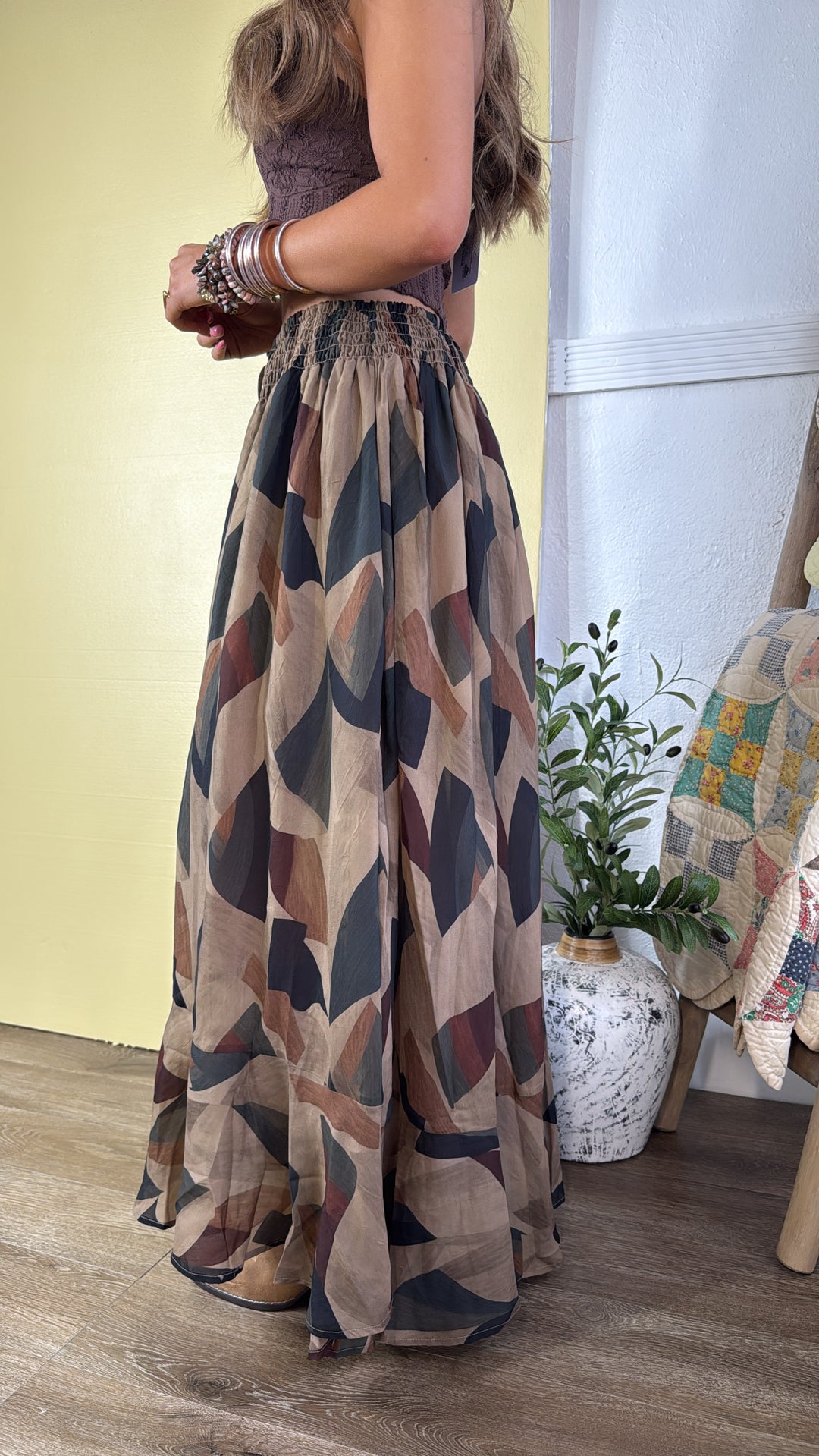 Harvest Fade Maxi Skirt, Olive