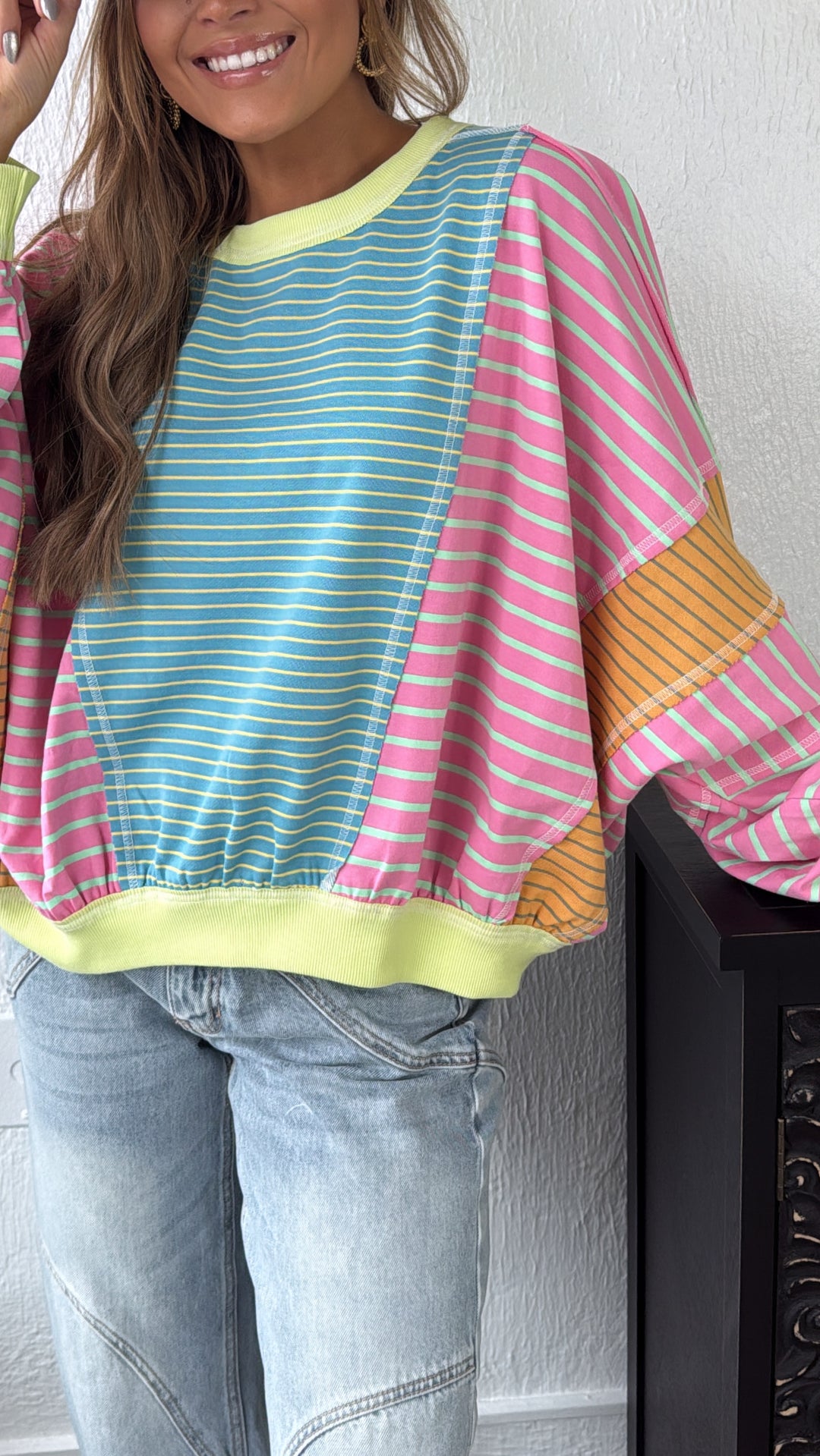 Stitch & Sail Mix Matched Top, Blue/ Pink