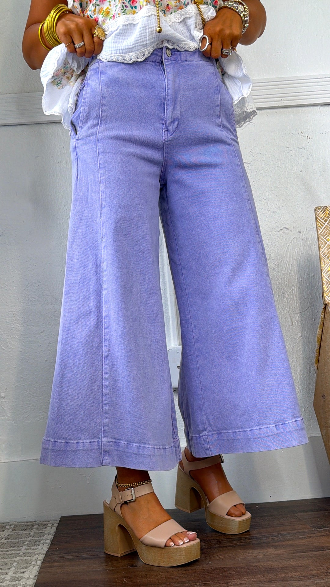 Muted Sunburst Wide Leg Pant, Lavender