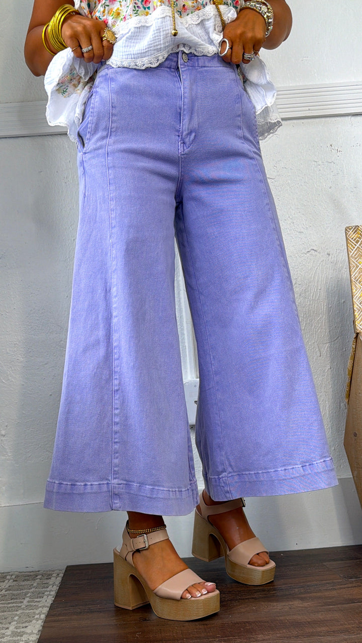 Muted Sunburst Wide Leg Pant, Lavender