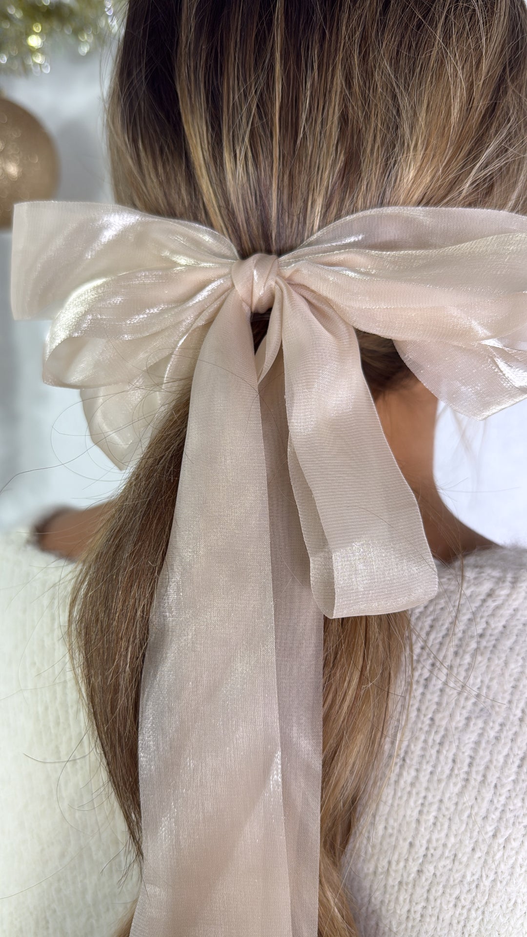 Taupe Satin Bow