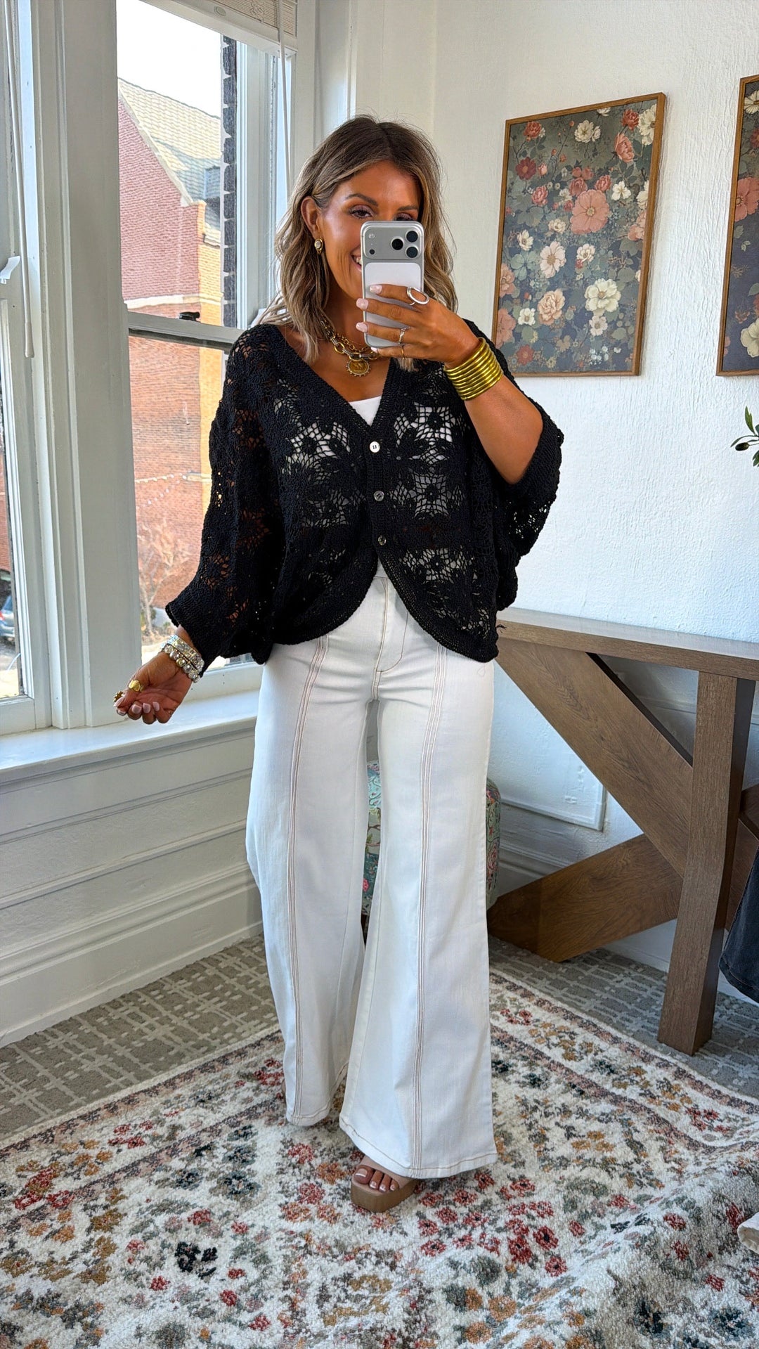 Dallas Wide Leg Denim, Cream