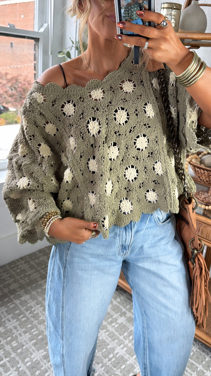 Emberlynn Knit Top, Olive/Almond