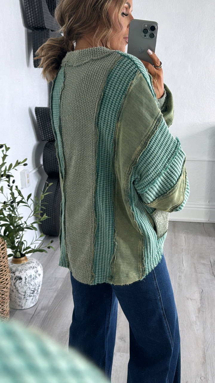 Lilou Vintage Cardigan, Green Combo