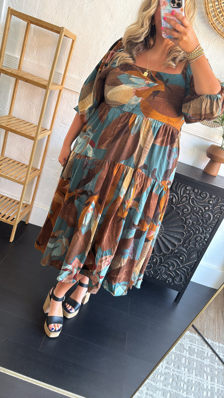 Dress To Impress Printed Maxi Dress, Teal