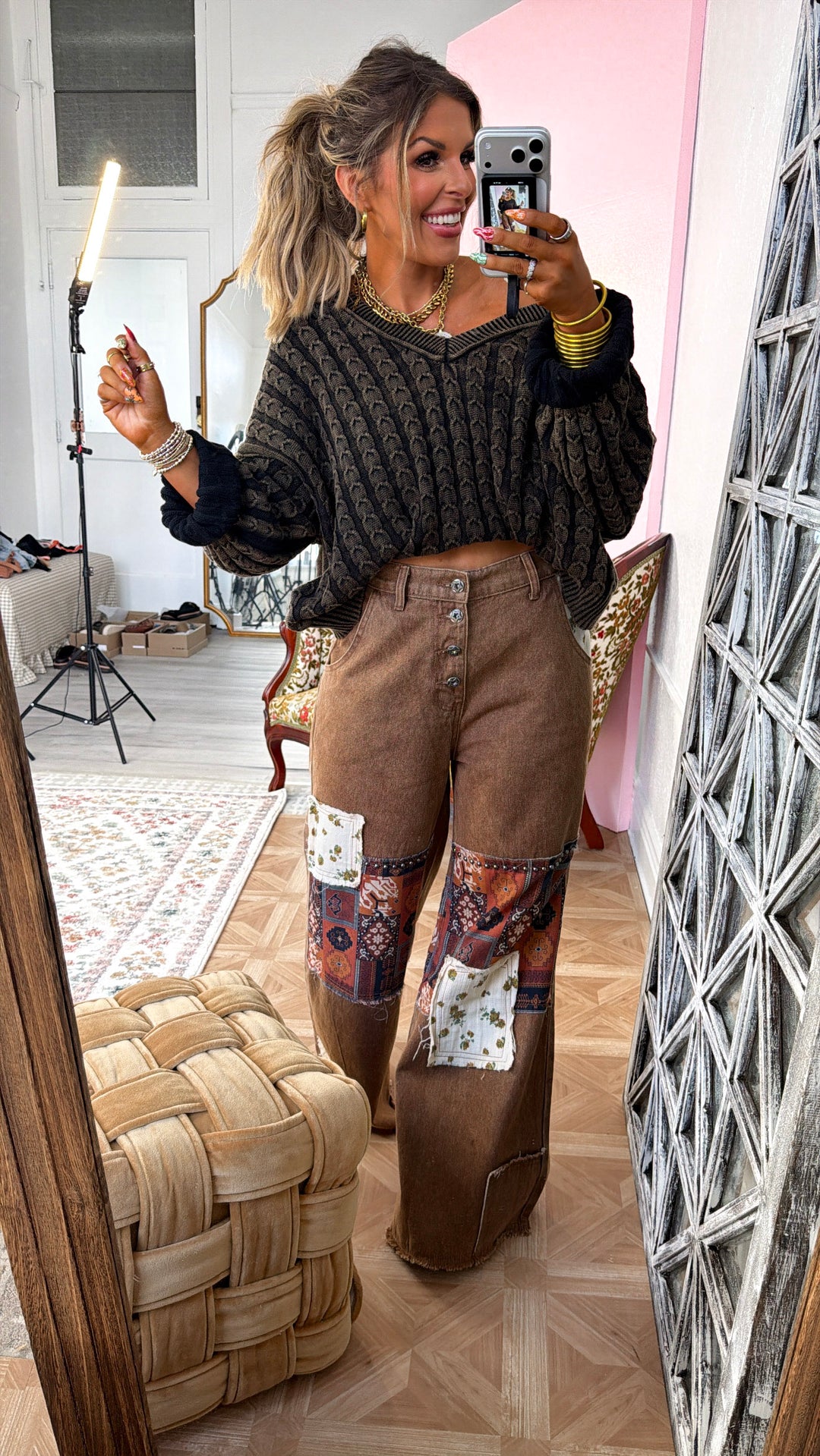 Harper Knit Sweater, Black