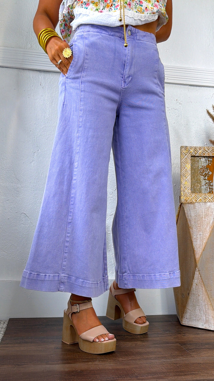 Muted Sunburst Wide Leg Pant, Lavender
