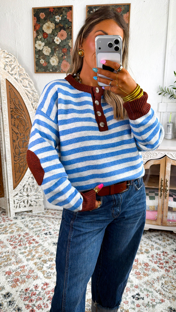 Lighthouse Lane Stripe Top, Capri/Dove