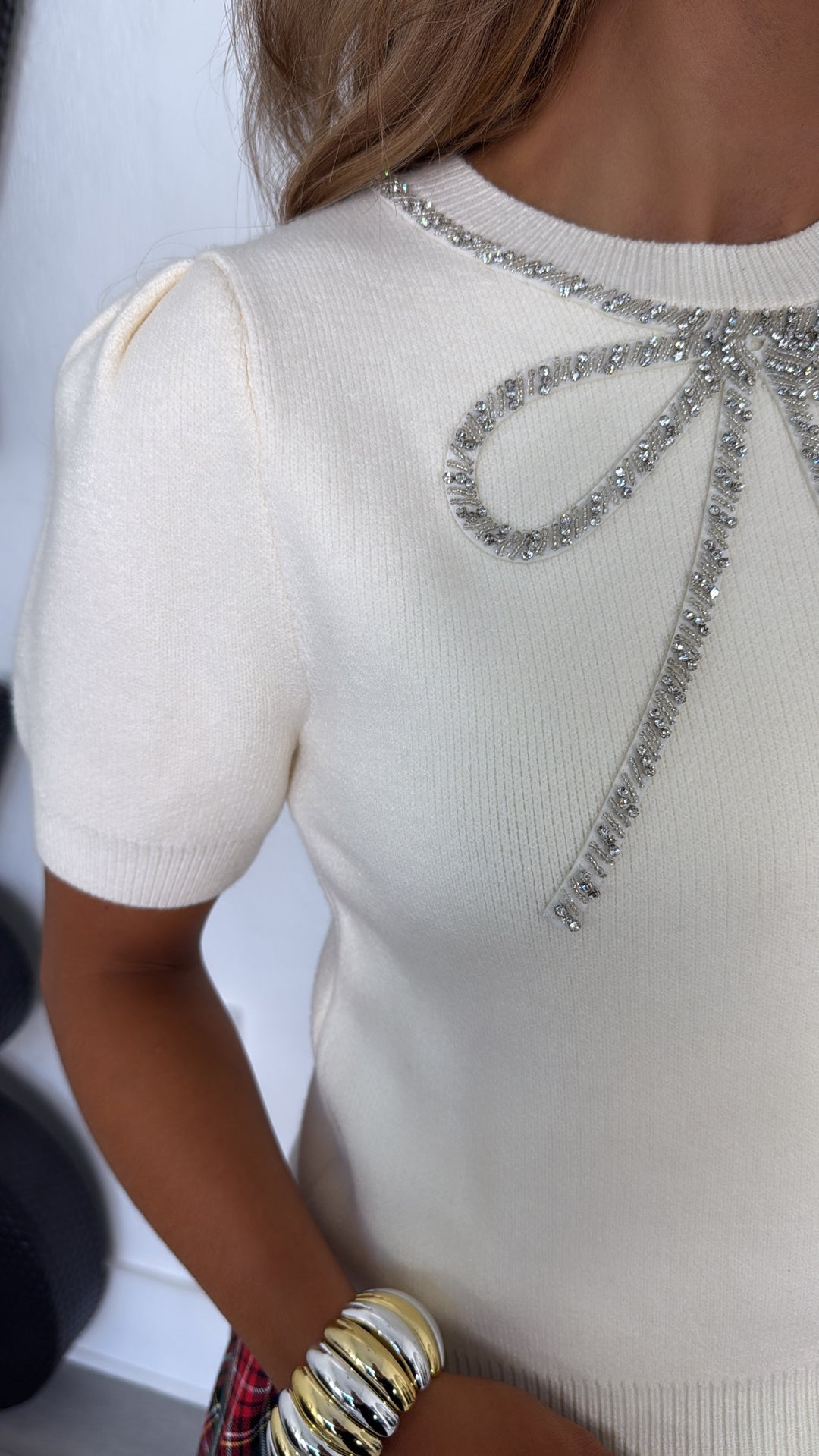 Sweet Holiday Bow Sweater, Cream