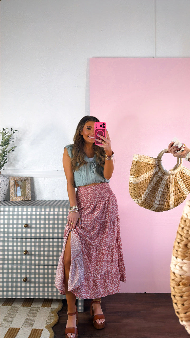 Scarlett Jo Midi Skirt, Ginger/ White