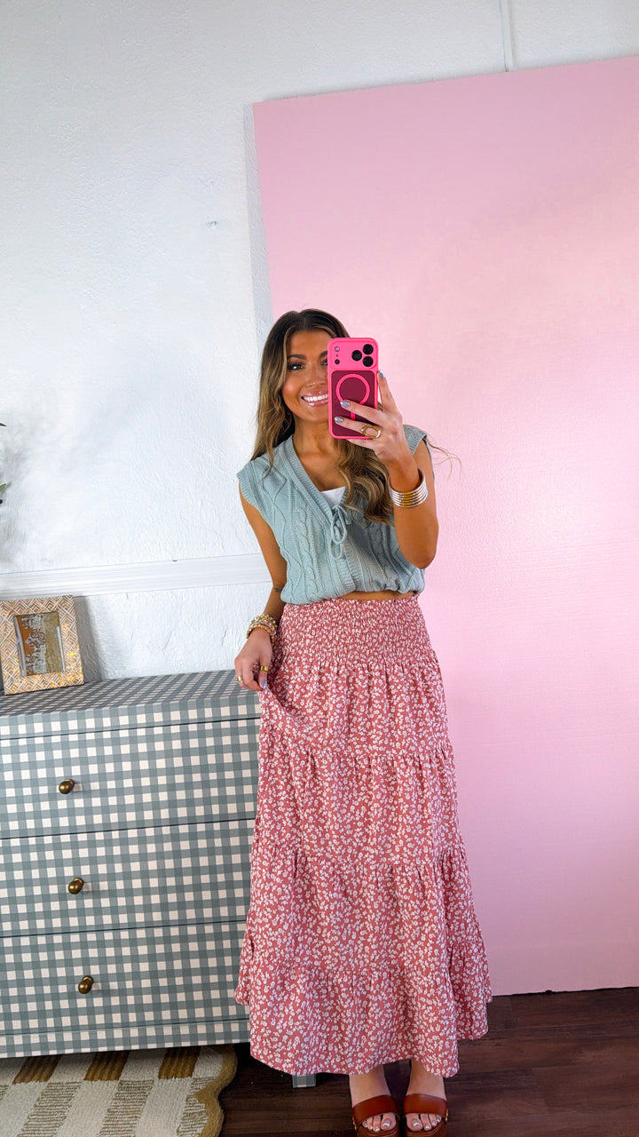 Scarlett Jo Midi Skirt, Ginger/ White