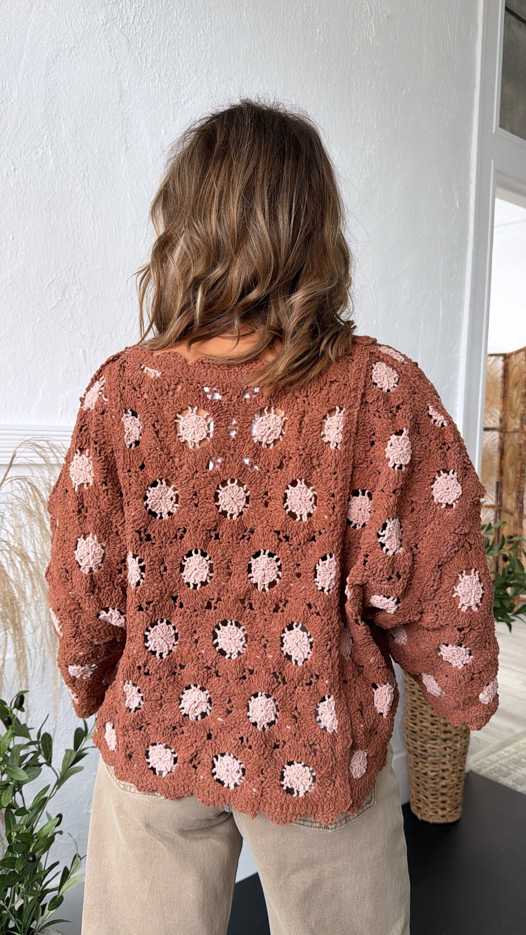 Emberlynn Knit Top, Brick/Latte