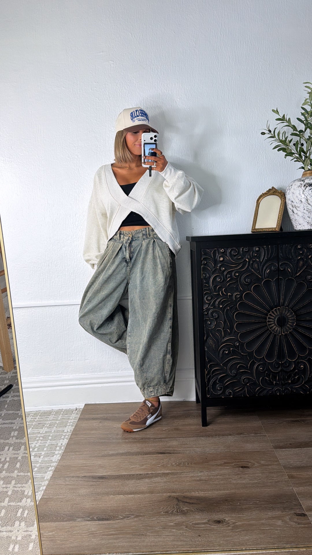 Washed Barrel Pants, Denim