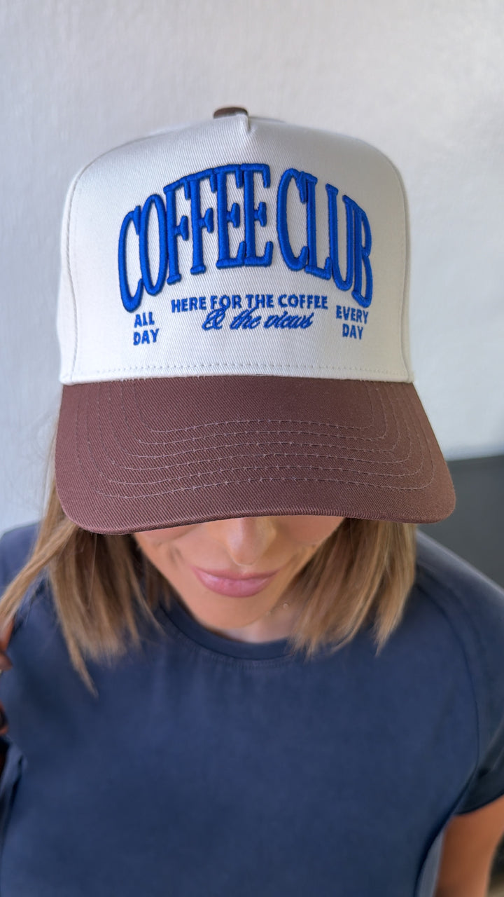 Coffee Club Trucker Hat, Vintage Brown