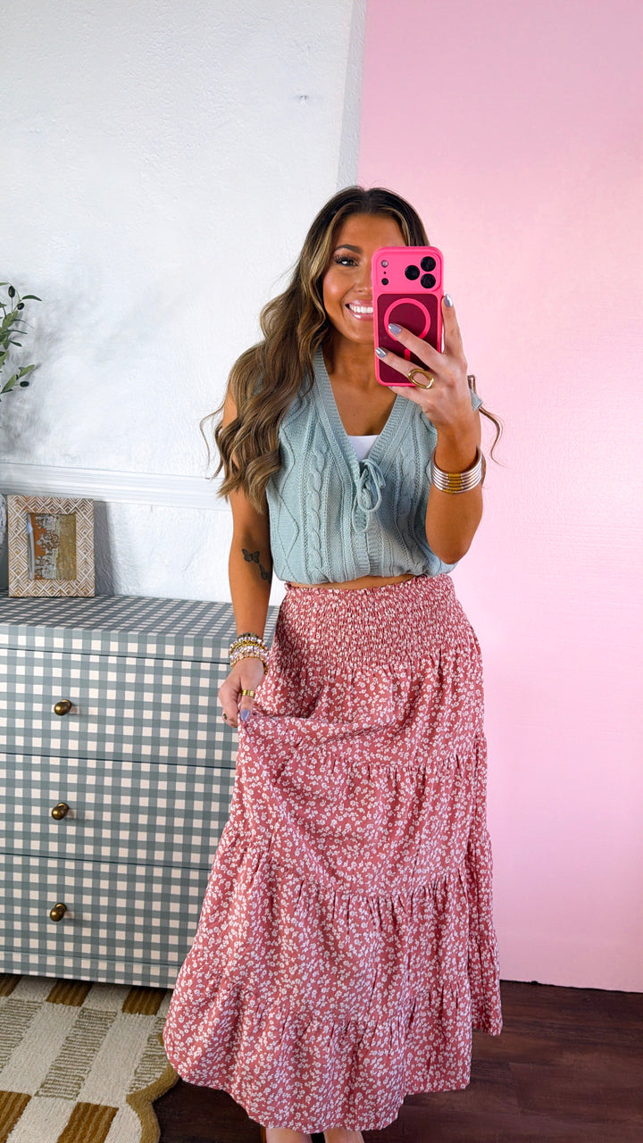 Scarlett Jo Midi Skirt, Ginger/ White