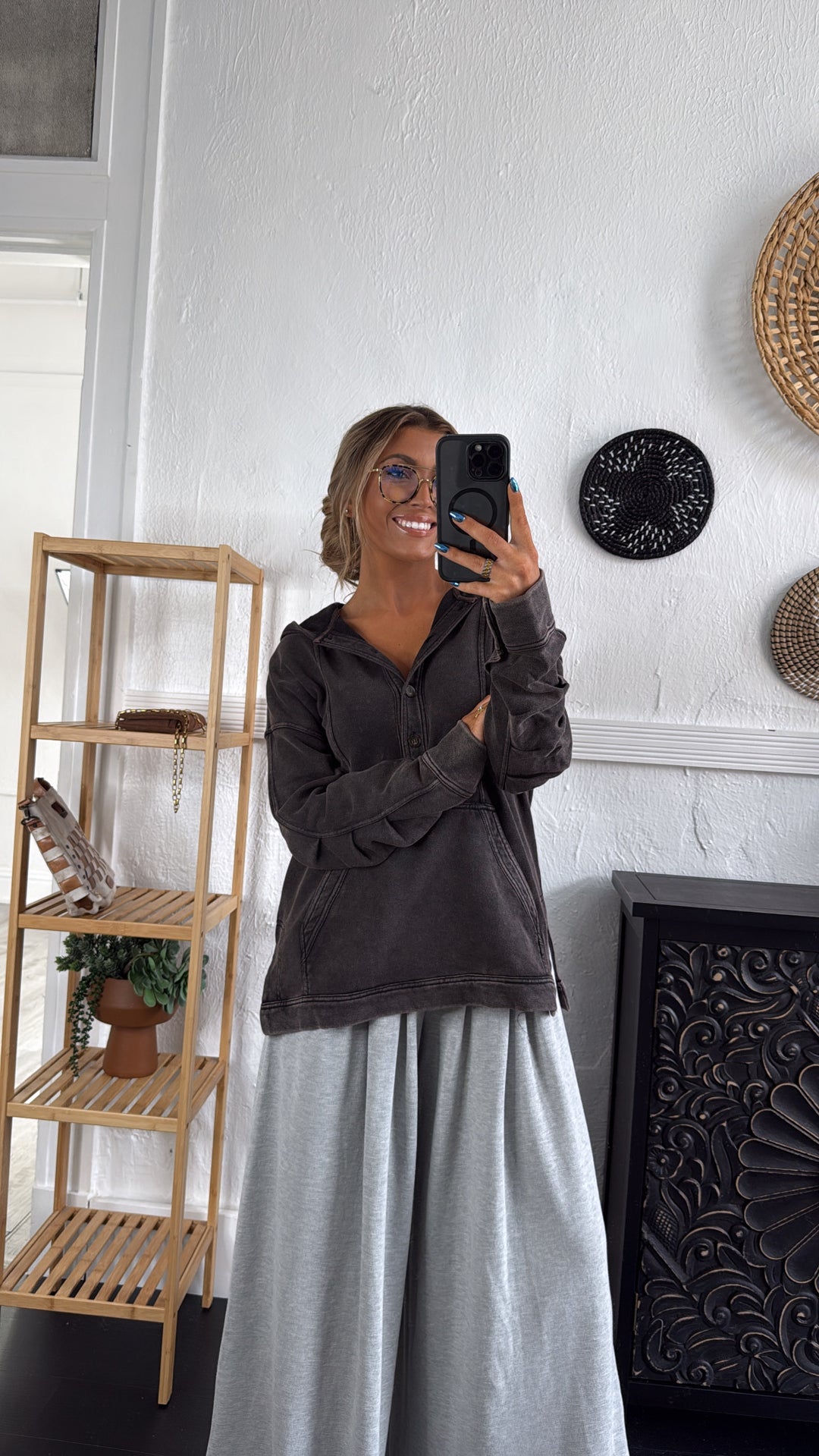 Campfire Nights Hoodie, Washed Black